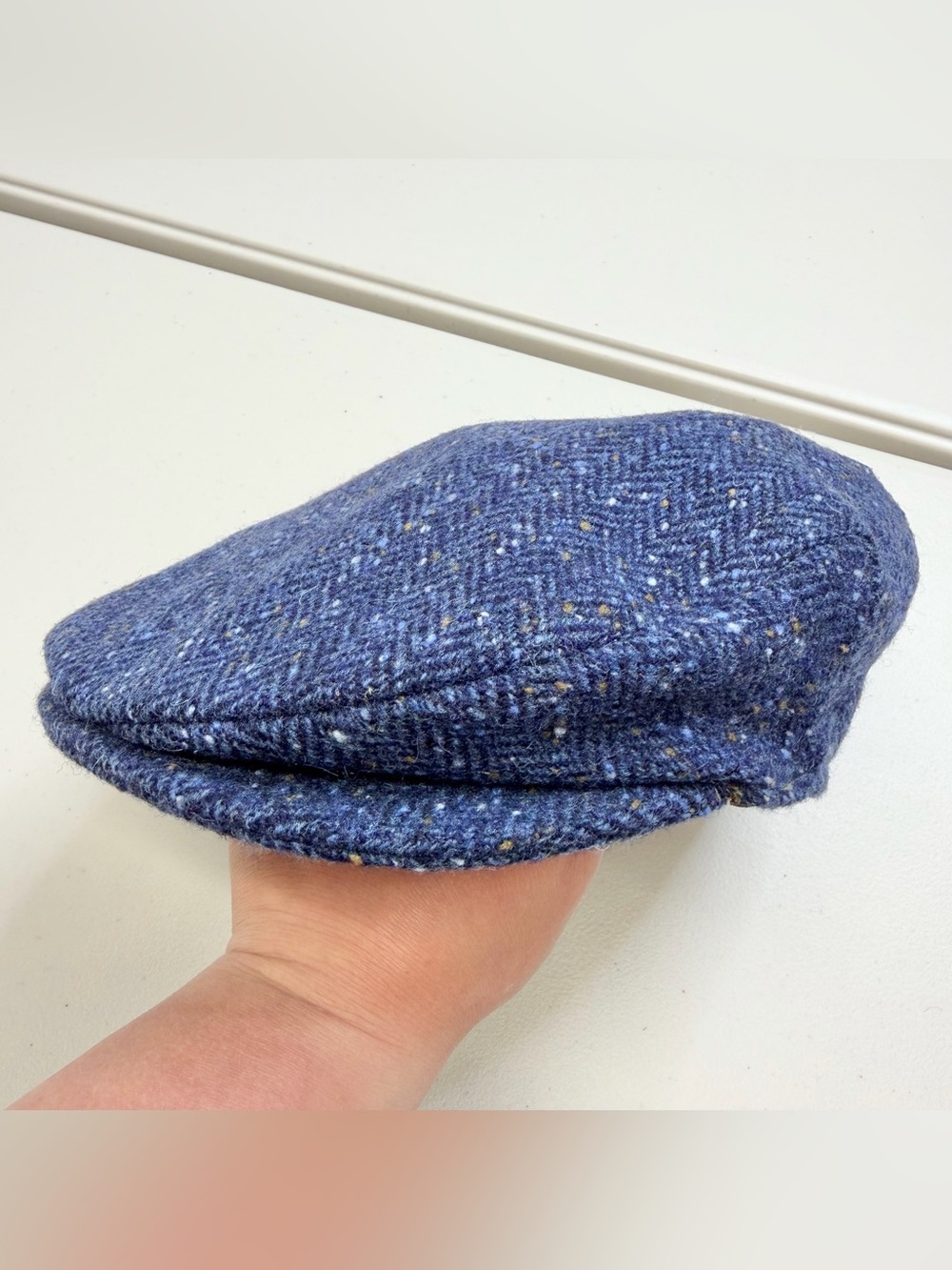 Hanna Hats Herringbone Tweed Cap Size Small Blue Classic Wool Irish Flat Hat